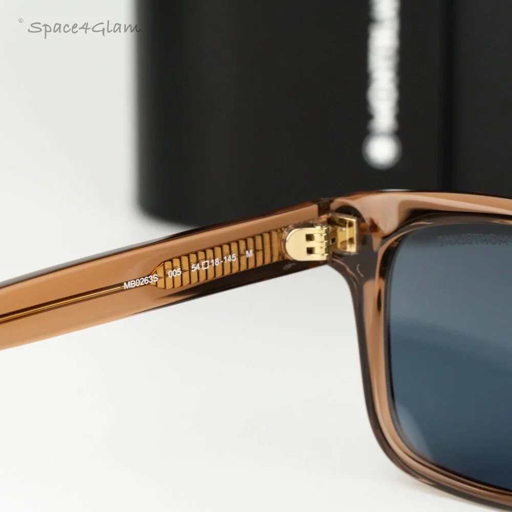 Montblanc Men Sunglasses Brown Blue Square MB0263S 005 NEW AUTHENTIC